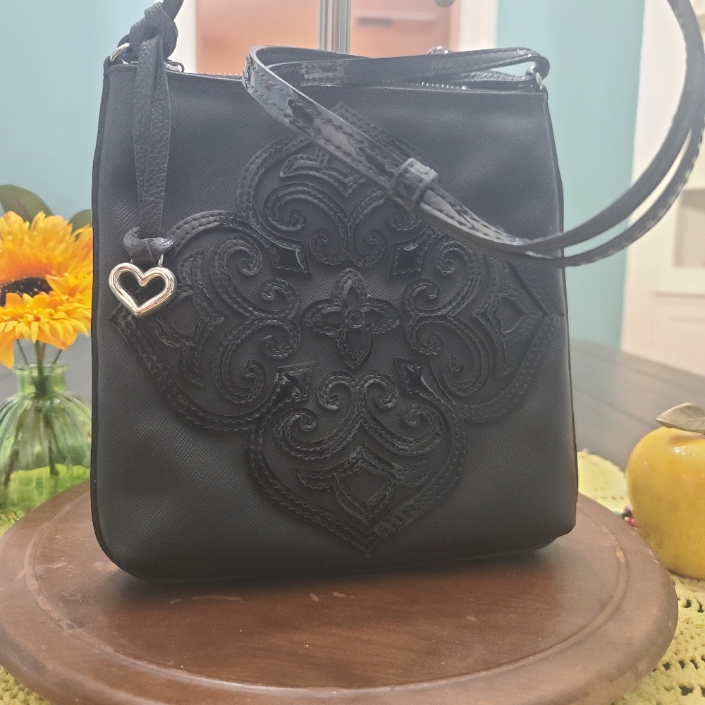 Brighton Casablanca Kenna Black Crossbody Bag with Heart Accent